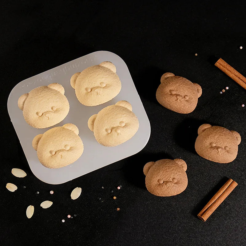 Bear Silicone Mold – 4-Grid Candle, Plaster & DIY Craft