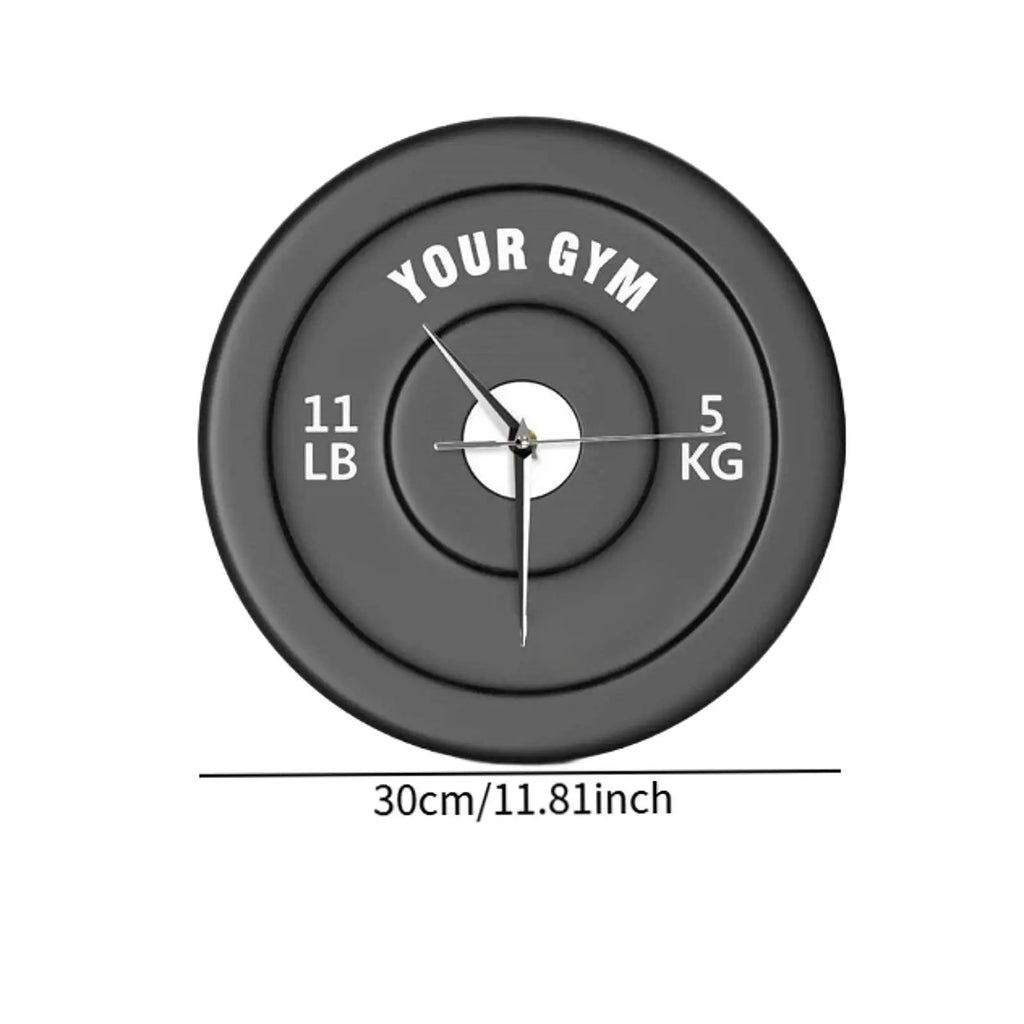 Silent Barbell Gym Wall Clock 30cm – Fitness Room Decor