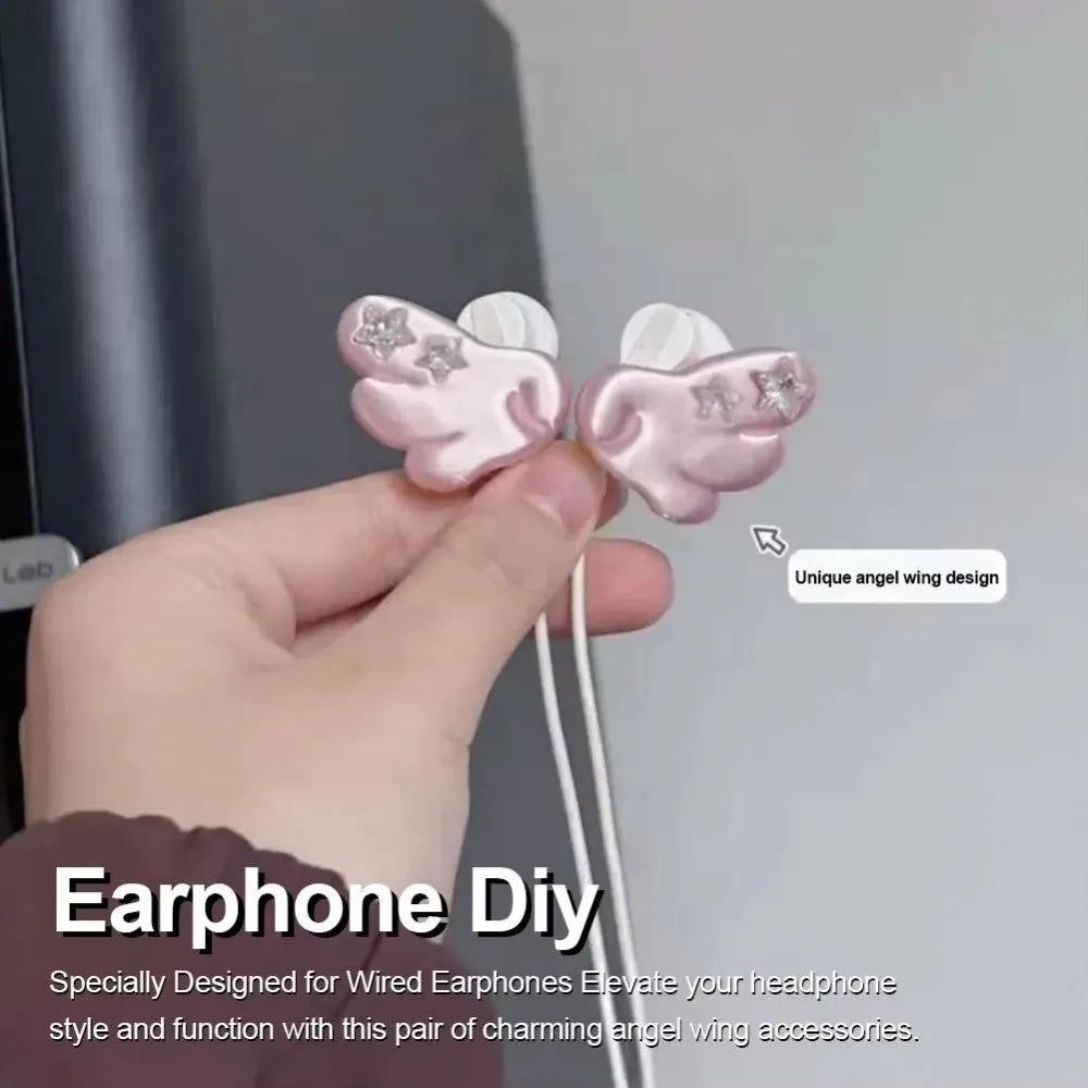 Angel Wing 3D Earbud Ornament – Y2K Star Gem Clip-On Decoration