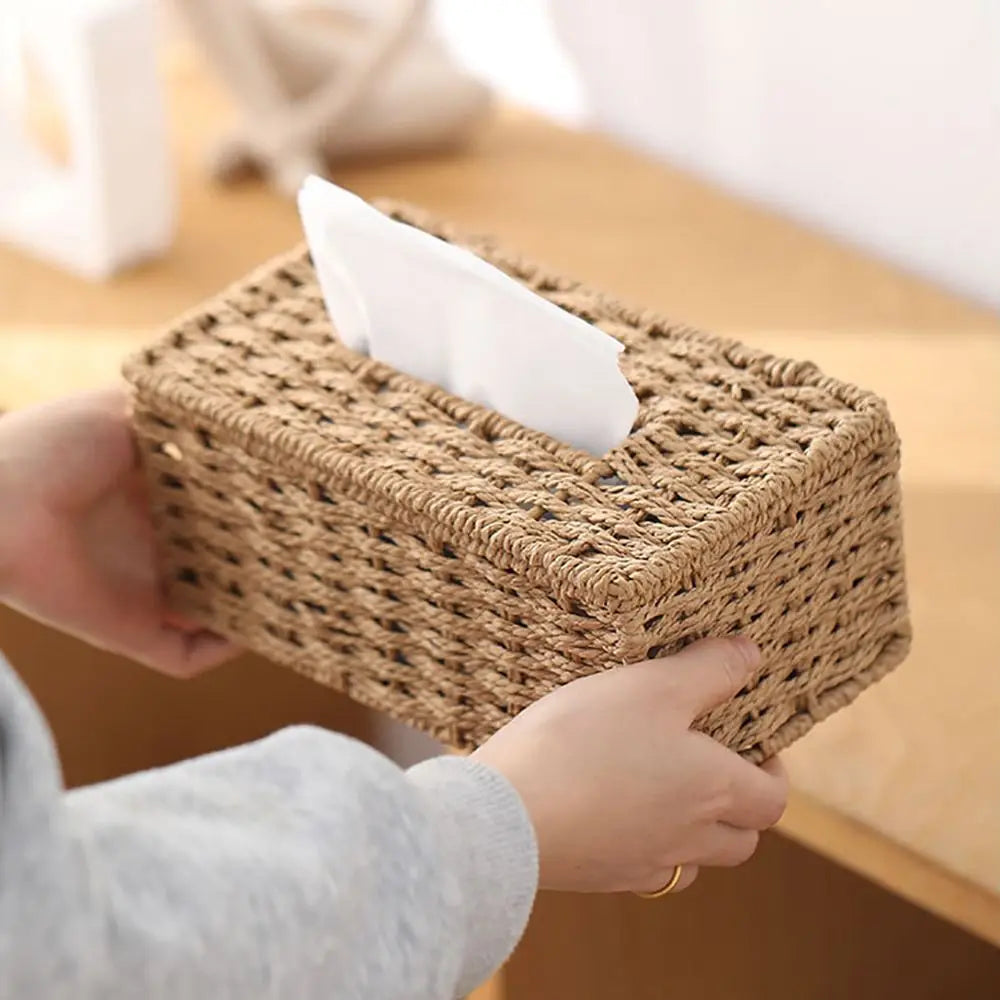 Rattan Woven Tissue Box | Vintage Napkin Holder for Home