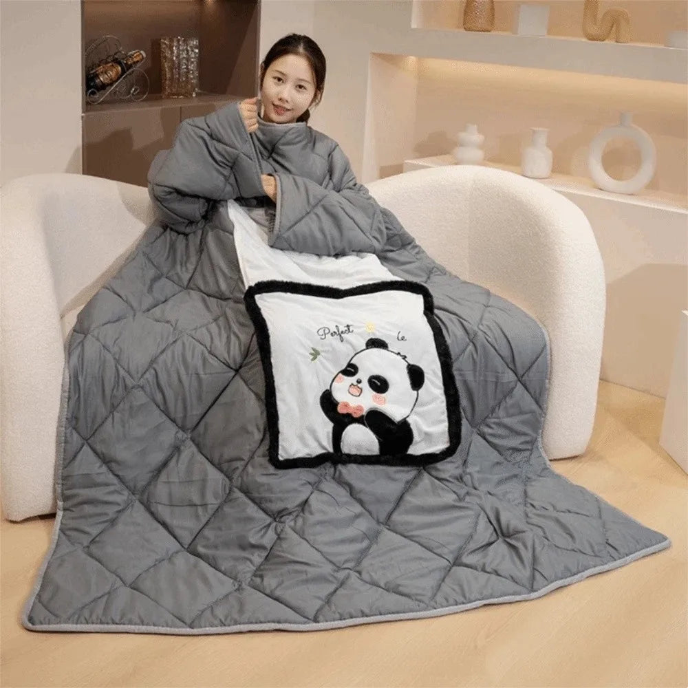 Wearable Blanket Hoodie – Cozy Fleece Wrap with Sleeves