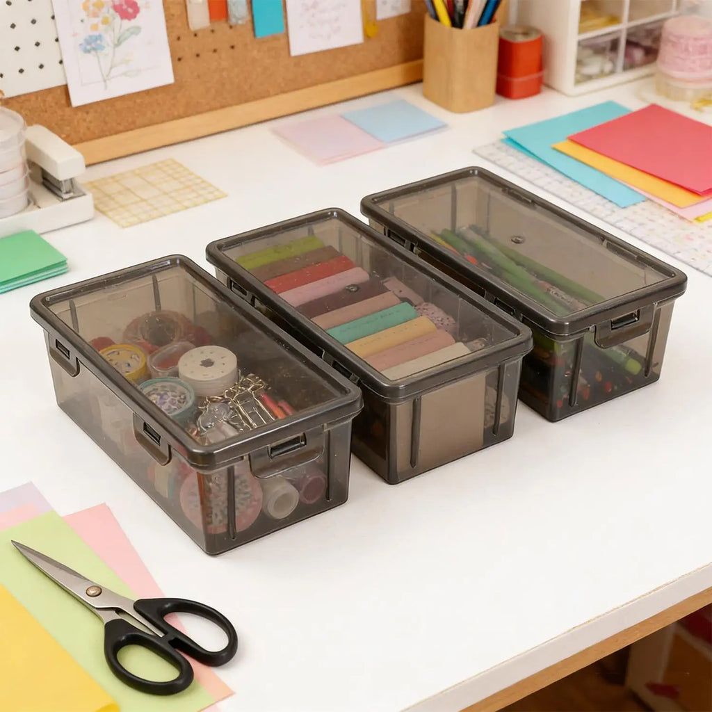 Large Capacity Translucent Plastic Pencil Case & Storage Box
