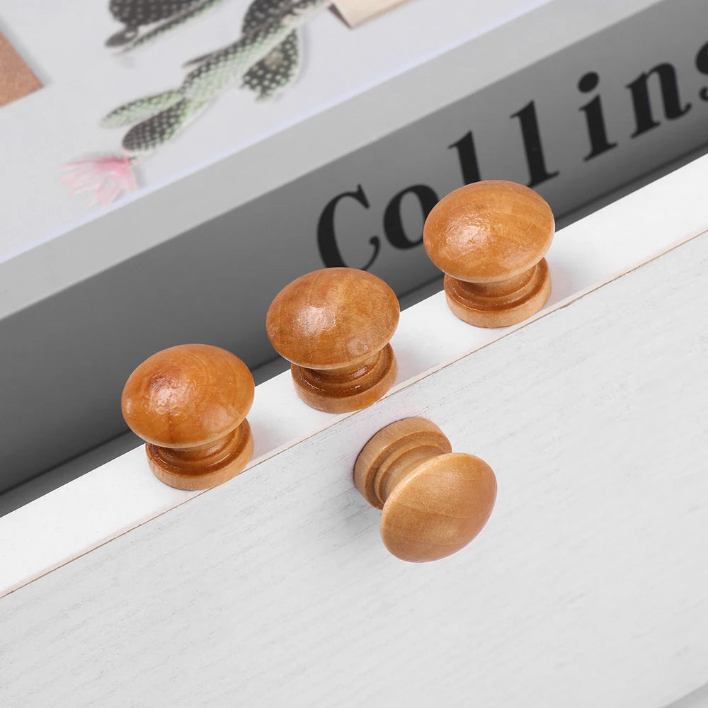 10-Pack Round Natural Wood Cabinet Knobs & Drawer Pulls