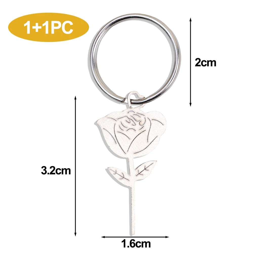 Rose Shape SIM Card Eject Pin Keychain | Stainless Steel