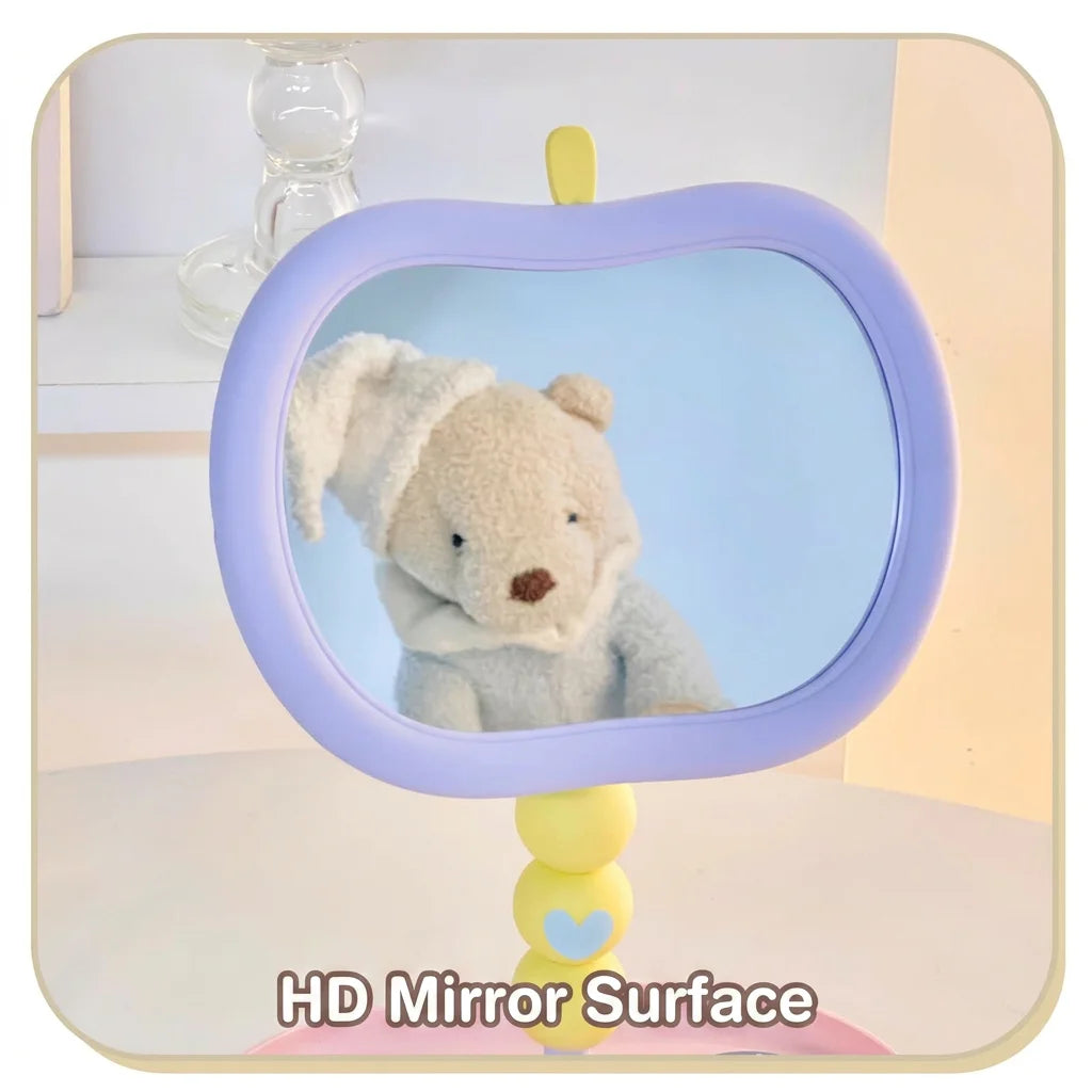 Apple-Shaped Vanity Makeup Mirror HD Rotating & Storage Tray