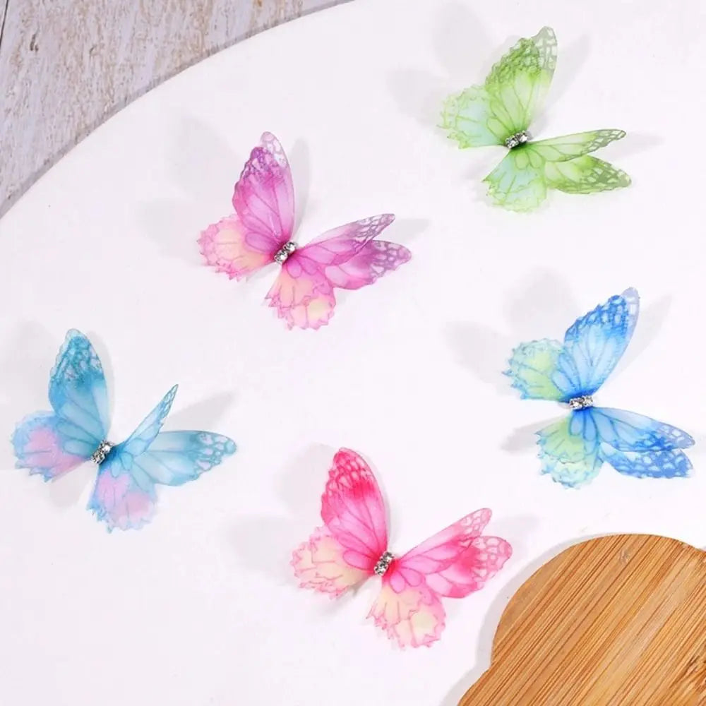 50Pcs 3D Organza Butterfly Appliques – Gradient Chiffon Patches