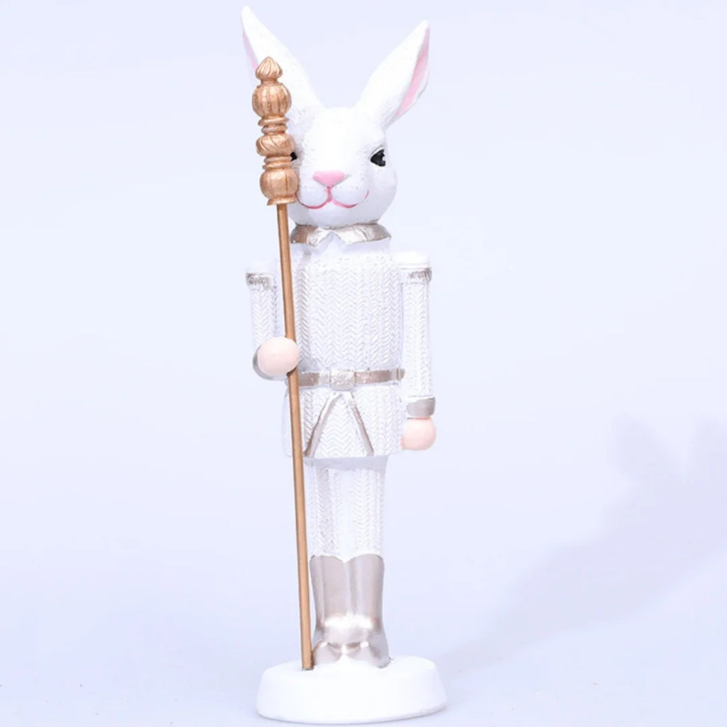Resin Easter Bunny Statue with Scepter | Spring Tabletop Decor