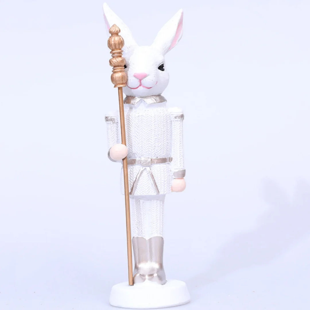 Resin Easter Bunny Statue with Scepter | Spring Tabletop Decor