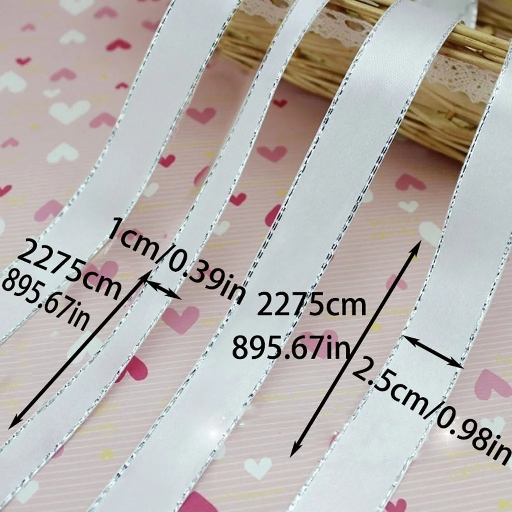 White Silver Edge Satin Ribbon 25 Yards – Gift & Holiday Wrap