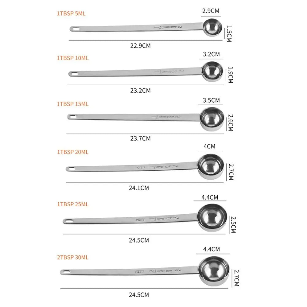 Stainless Steel Coffee Scoop Long Handle Measuring Spoon 5–30ml