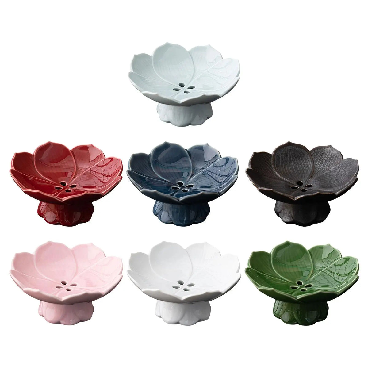 Lotus Ceramic Pedestal Fruit Bowl & Decorative Serving Tray