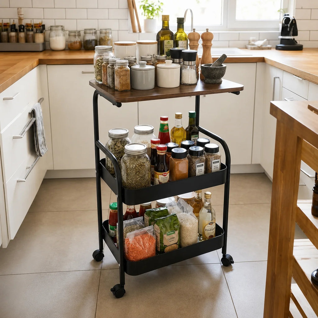 Multi-Layer Bedside Storage Shelf & Mobile Organizer Rack