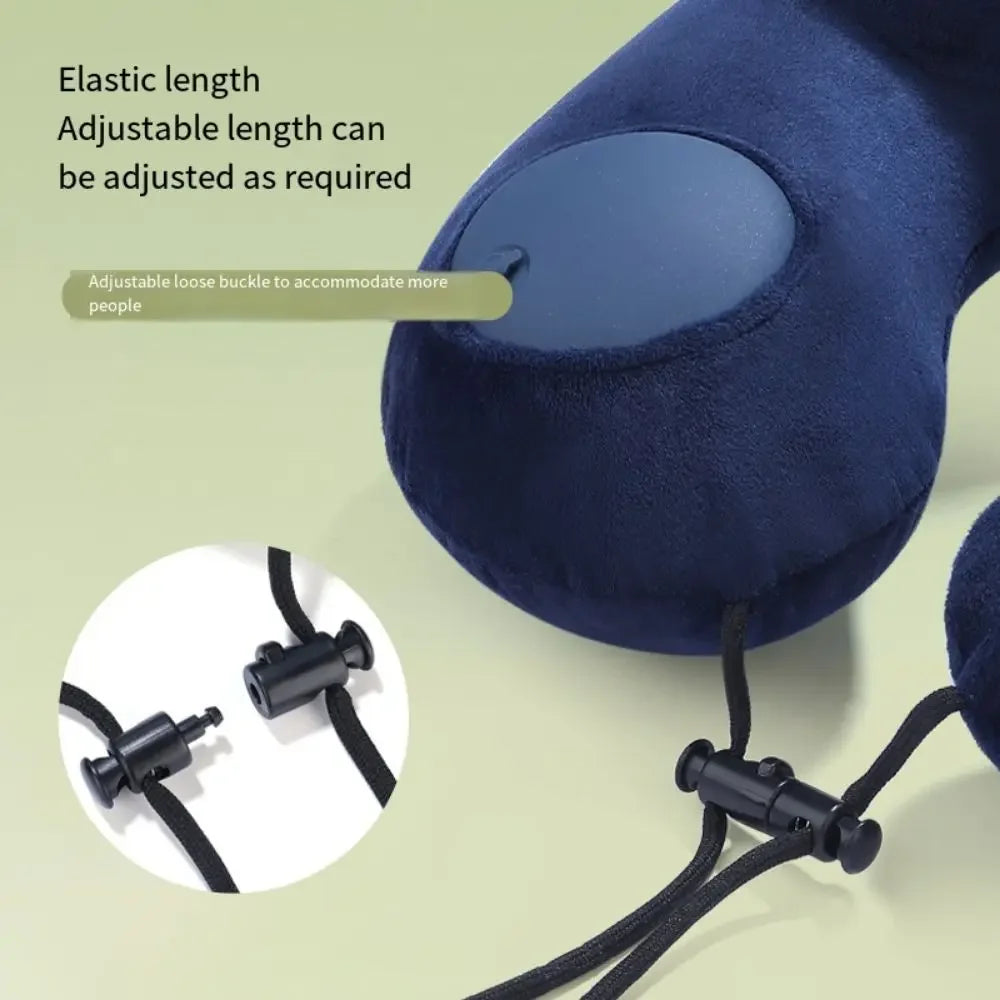 Inflatable U-Shape Travel Neck Pillow with Plush Cover & Bag