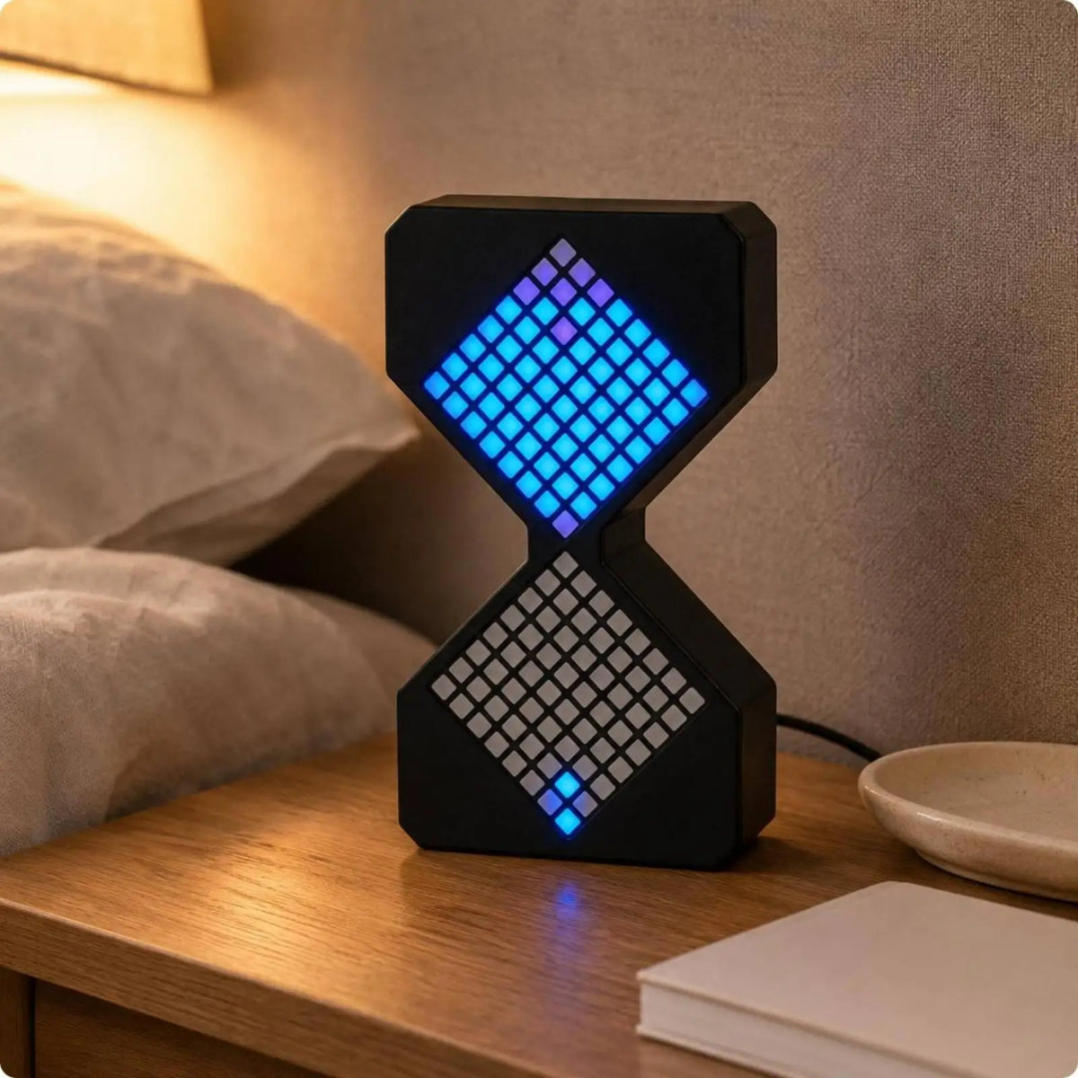 Pixel-Grid Hourglass LED Desk Lamp | Adjustable Timer Light