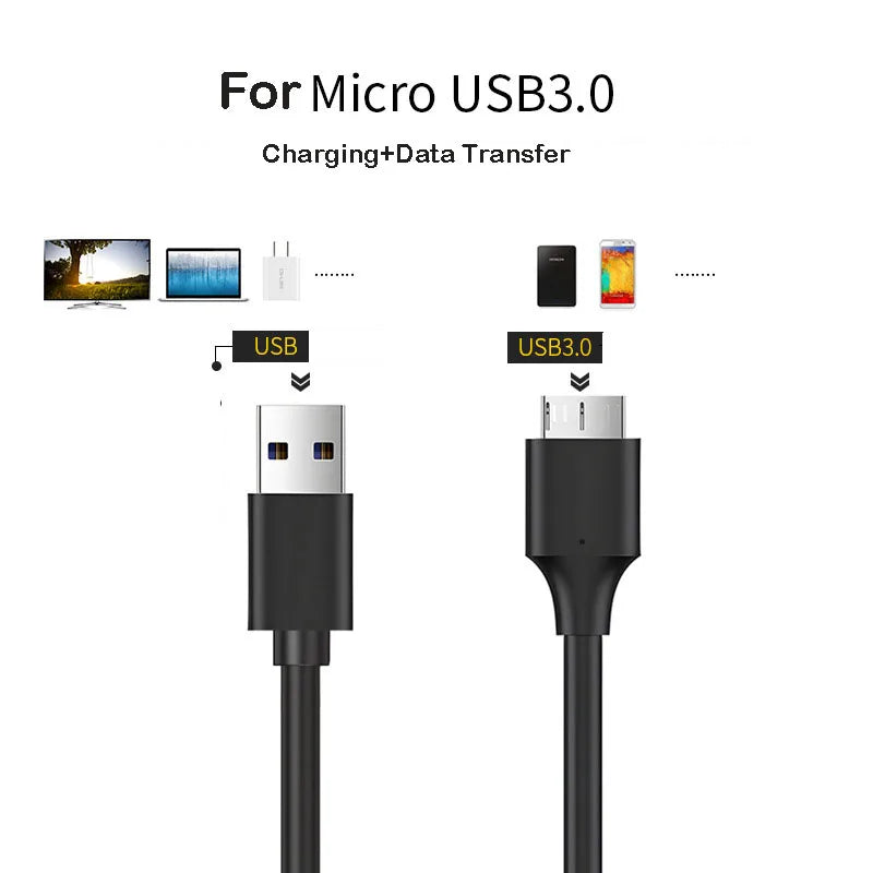 USB 3.0 Type-A to Micro-B HDD Cable | High-Speed Data Sync