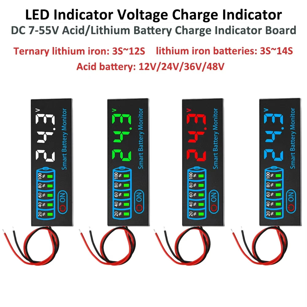 DC 7-55V Battery Tester & Charge Monitor for Solar & RV