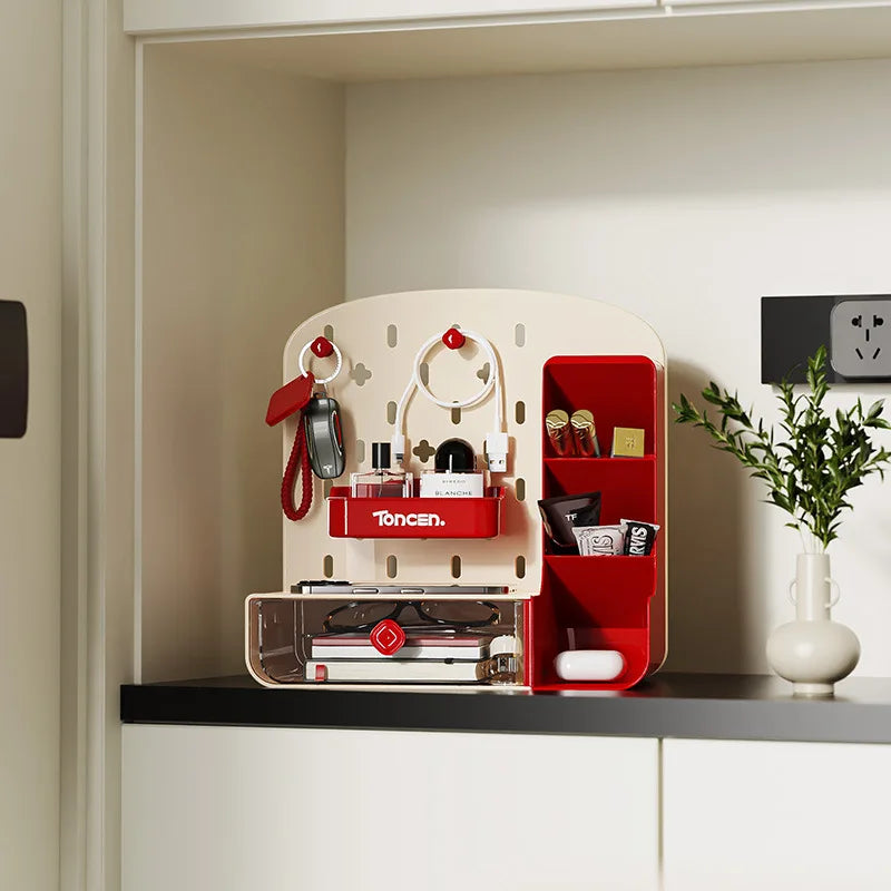 Desktop Pegboard Organizer with Drawer & Pen Holder