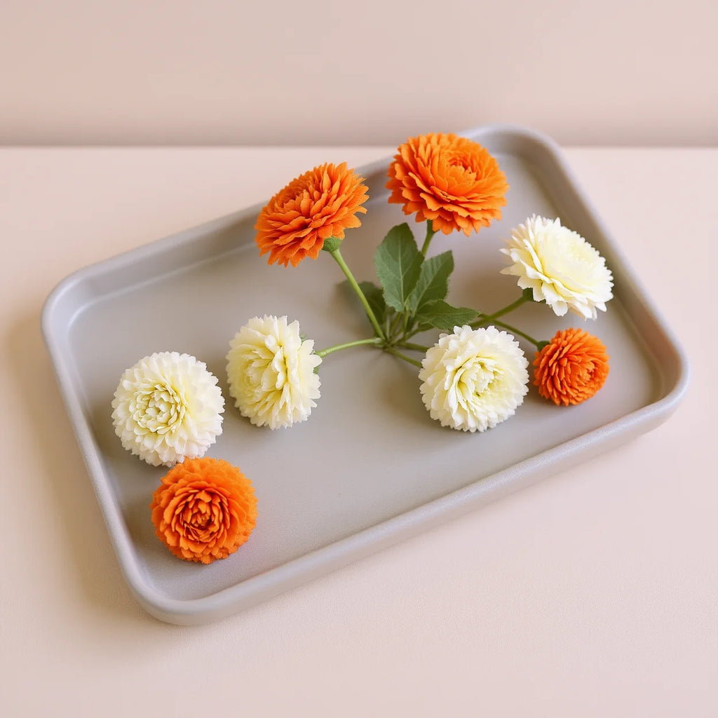 Bendable Artificial Chrysanthemum Stem | 5 Flocked Heads