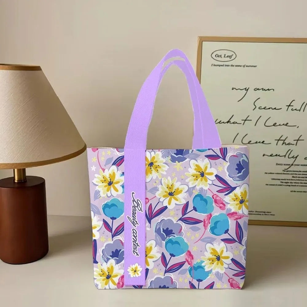 Floral Canvas Tote Bag – Large Reusable Shoulder Bag for Women