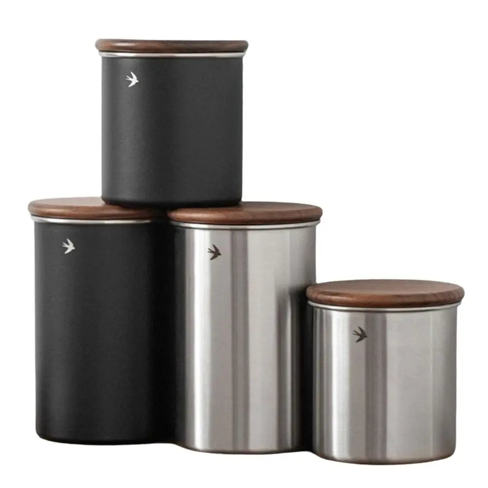 Stainless Steel Matcha Jar with Wood Lid – 380ml & 560ml