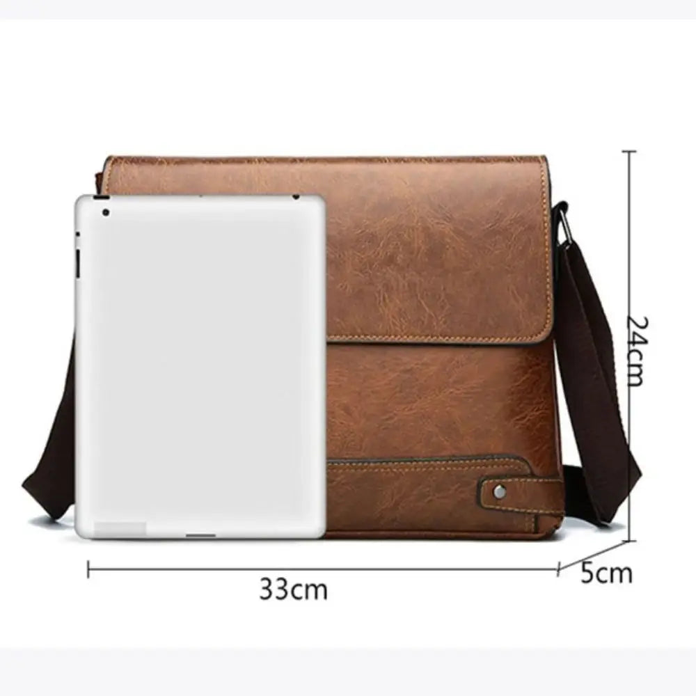 Retro Men's Waterproof PU Leather Laptop Messenger Briefcase
