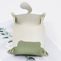 Cute Cat Shaped PU Leather Valet Tray | Foldable Desk Organizer