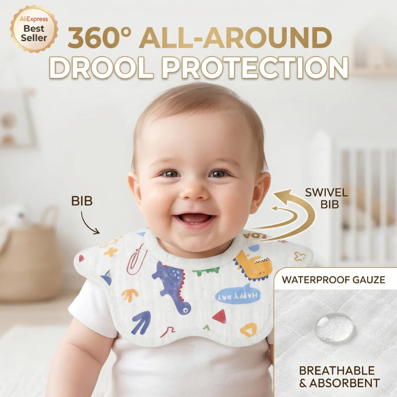 Disposable 360° Waterproof Baby Drool Bibs – 10 Pack