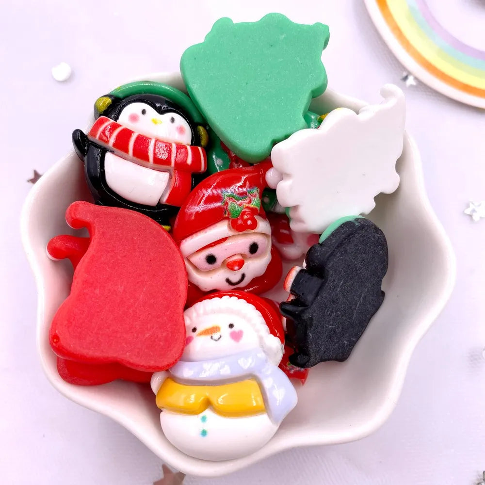 10PCS Kawaii Christmas Resin Flatback Figurines – DIY Craft