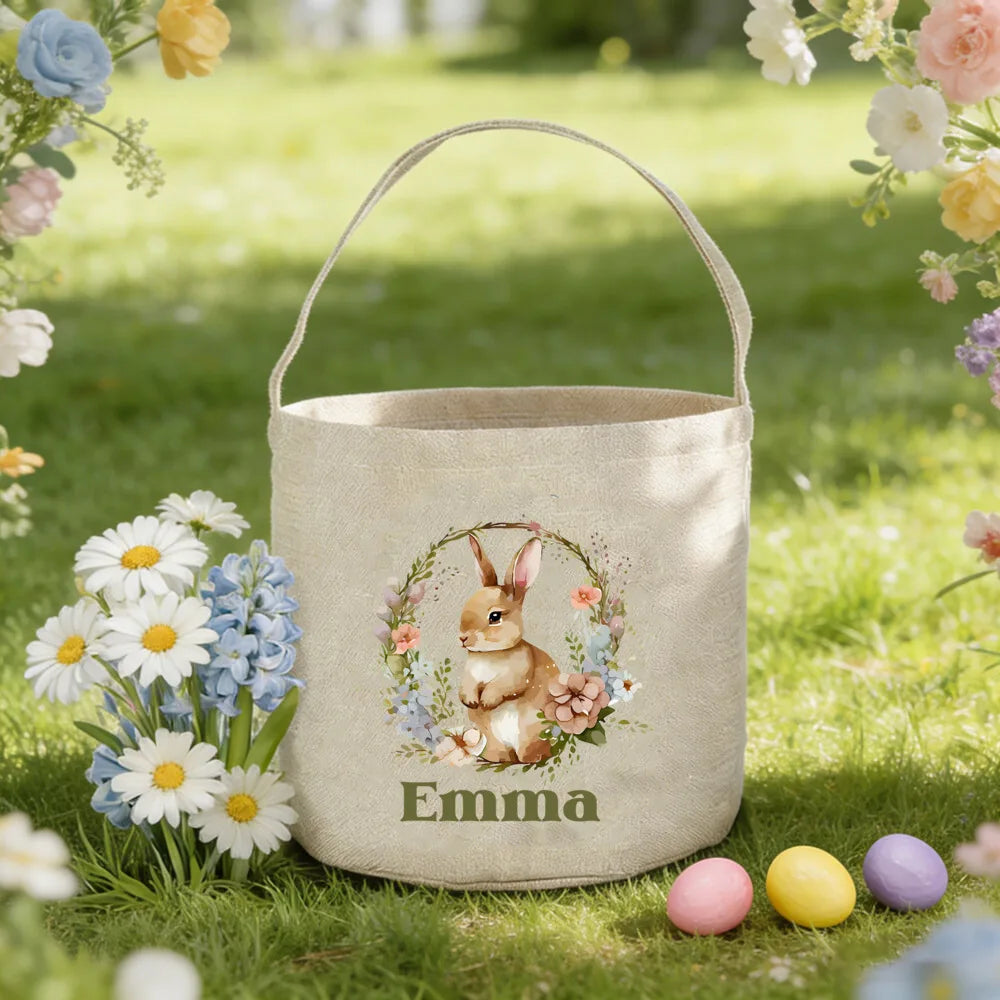 Personalized Easter Bunny Basket – Custom Name Egg Hunt Bag