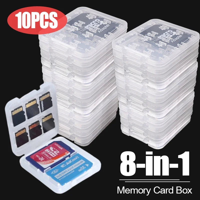 8-in-1 Clear Memory Card Case – SD TF SIM MS Storage Box