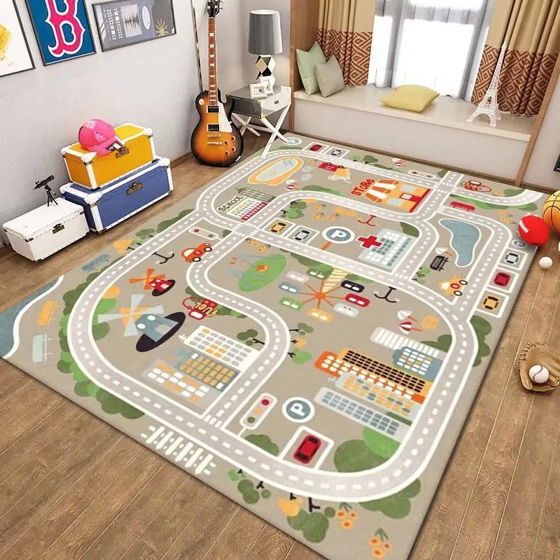 Kids Car Play Mat – City Traffic Rug | Non-Slip Playroom