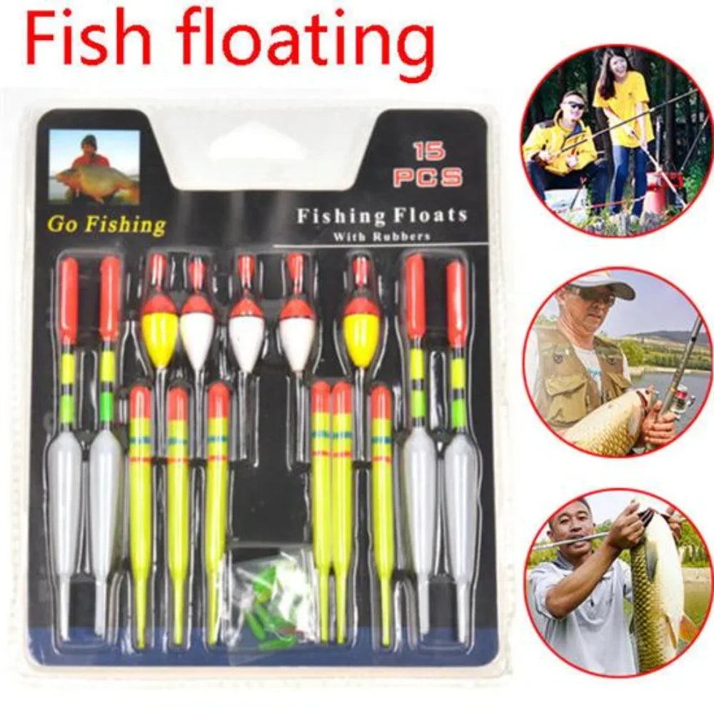 15-Piece Vertical Buoy Fishing Floats – 3 Assorted Sizes