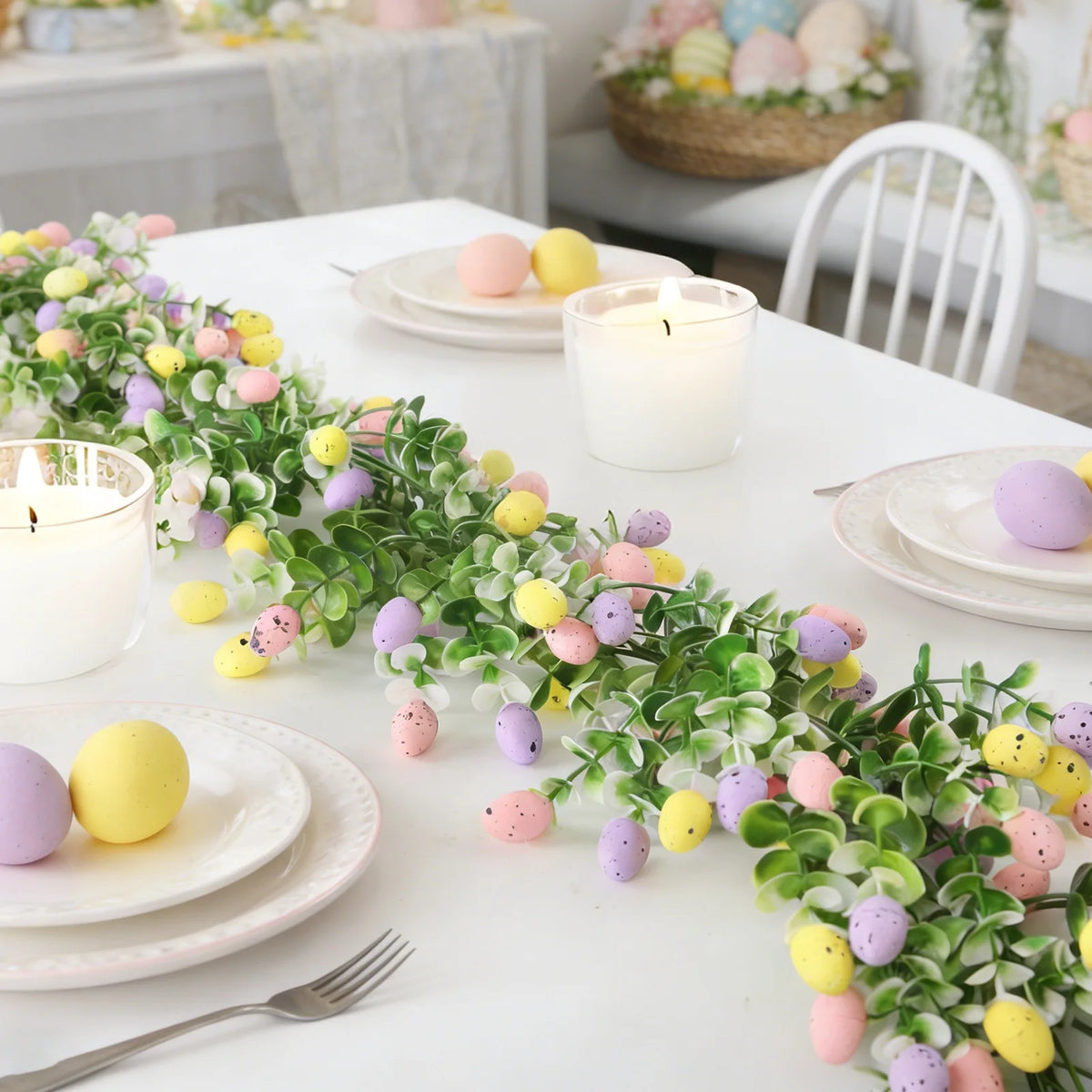 82-Inch Easter Egg Eucalyptus Garland | Spring Home Decor