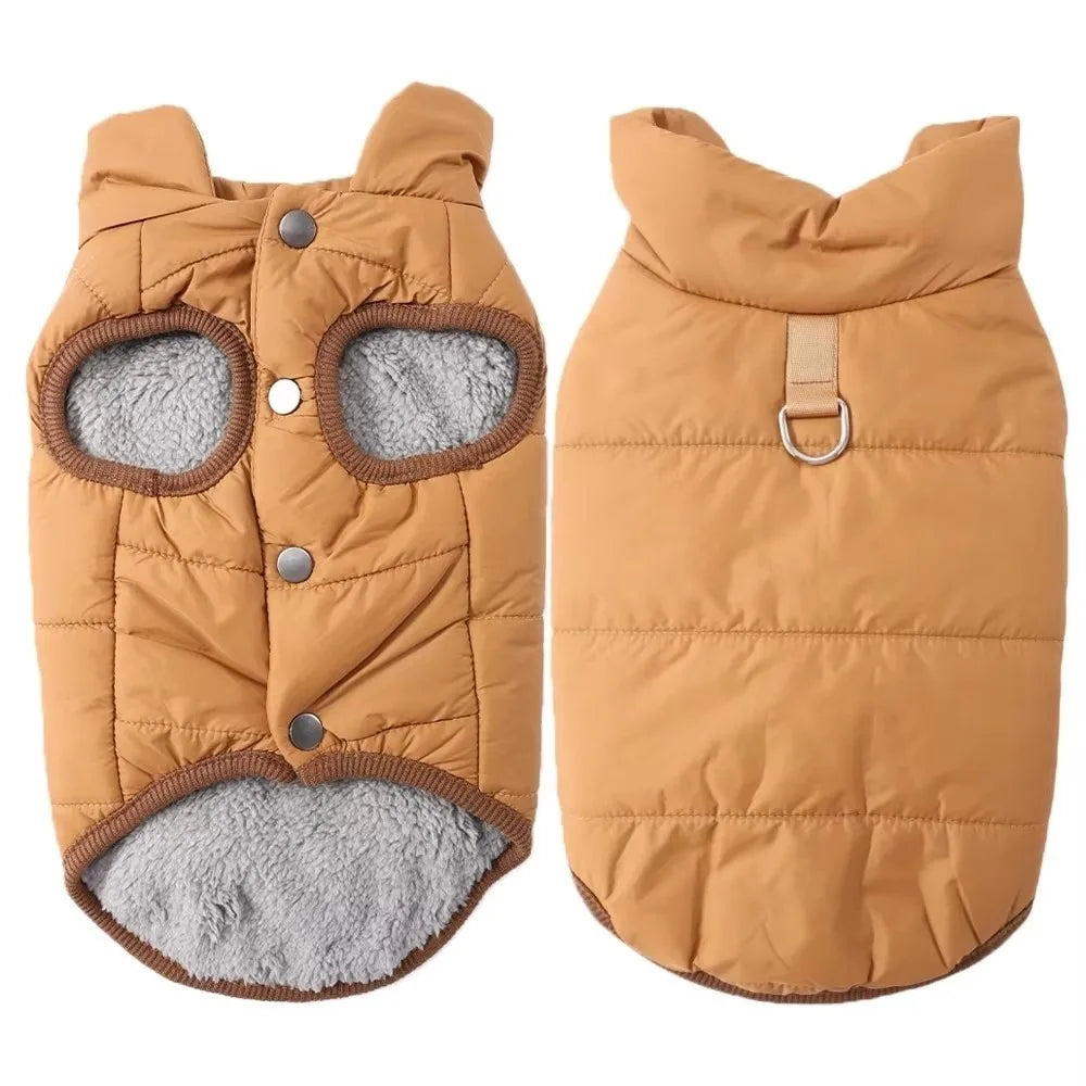 Windproof Fleece Dog Jacket with D-Ring | Small & Medium Dogs