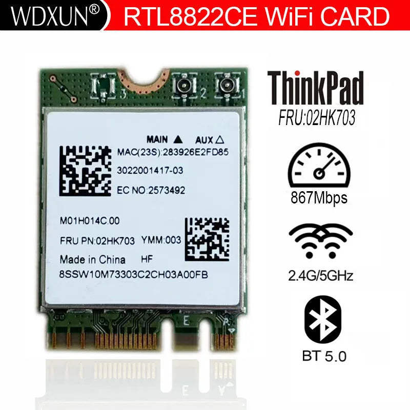 RTL8822CE Dual-Band WiFi 5 & Bluetooth 5.0 NGFF Card – Lenovo