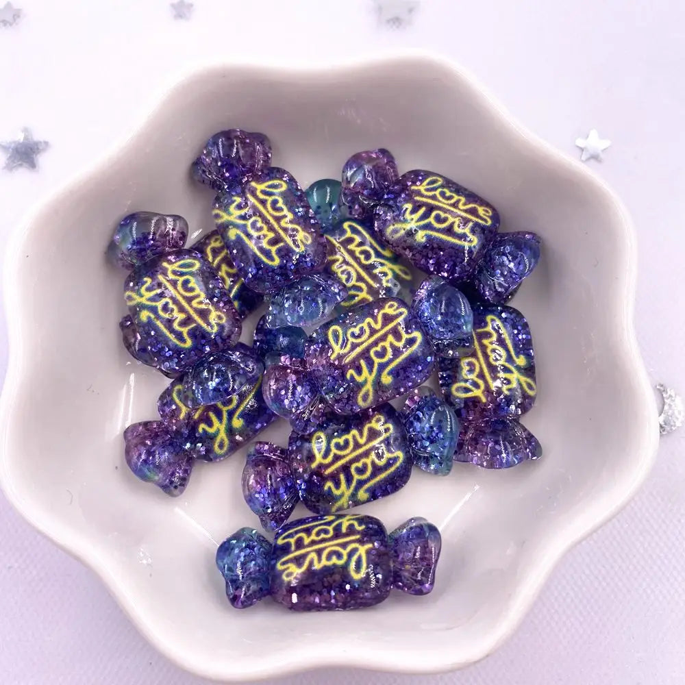 10pcs 3D Resin Glitter Candy Flatback Cabochons – DIY Craft