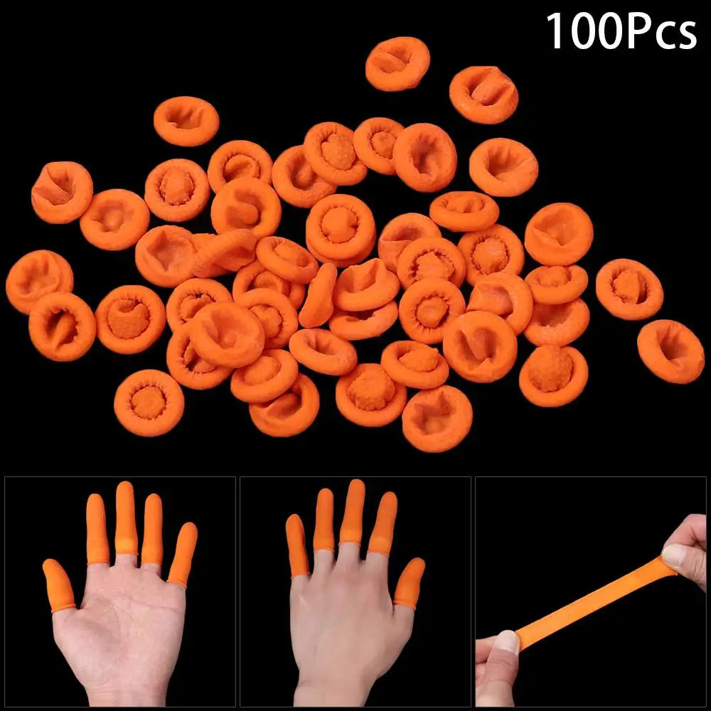 100-Pack Natural Latex Finger Cots – Anti-Slip Rubber Covers
