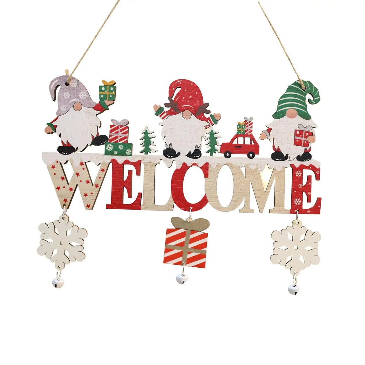 Wooden Christmas Hanging Ornament – Gnome & Santa Pendant