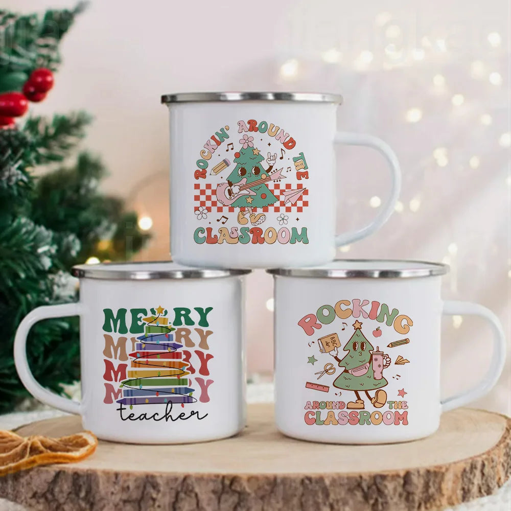 Rocking Around The Classroom Enamel Mug | Teacher Gift