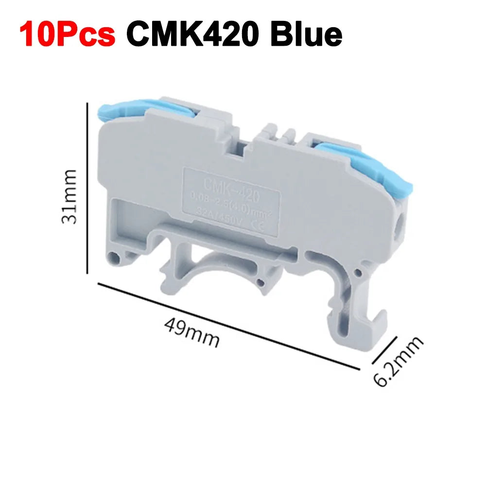 CMK420 DIN Rail Terminal Block 450V 32A 4mm² Lever Type 10-Pack