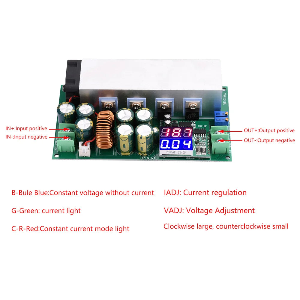 600W DC 12-80V 20A Step-Down Power Module CC/CV Display