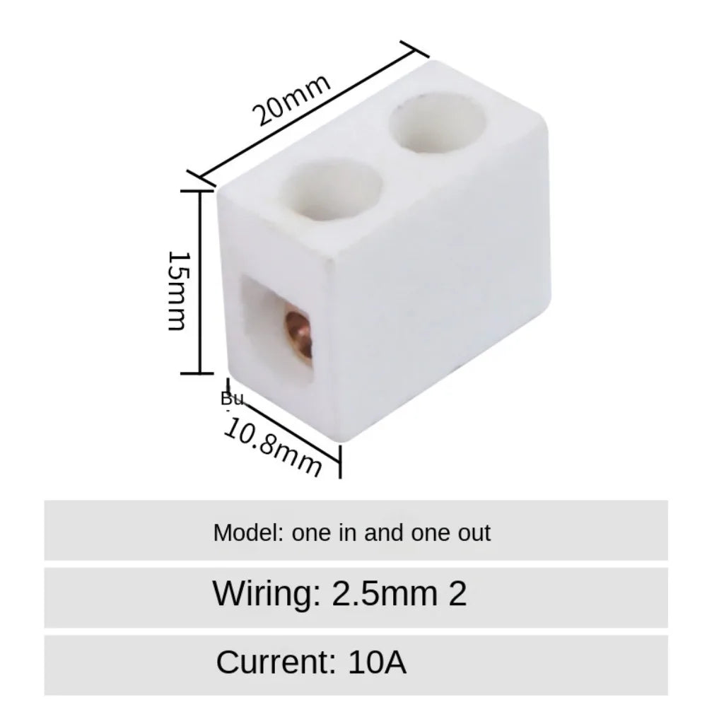 Ceramic Terminal Block 1-In/1-Out & 2-In/2-Out Screw Post 250V
