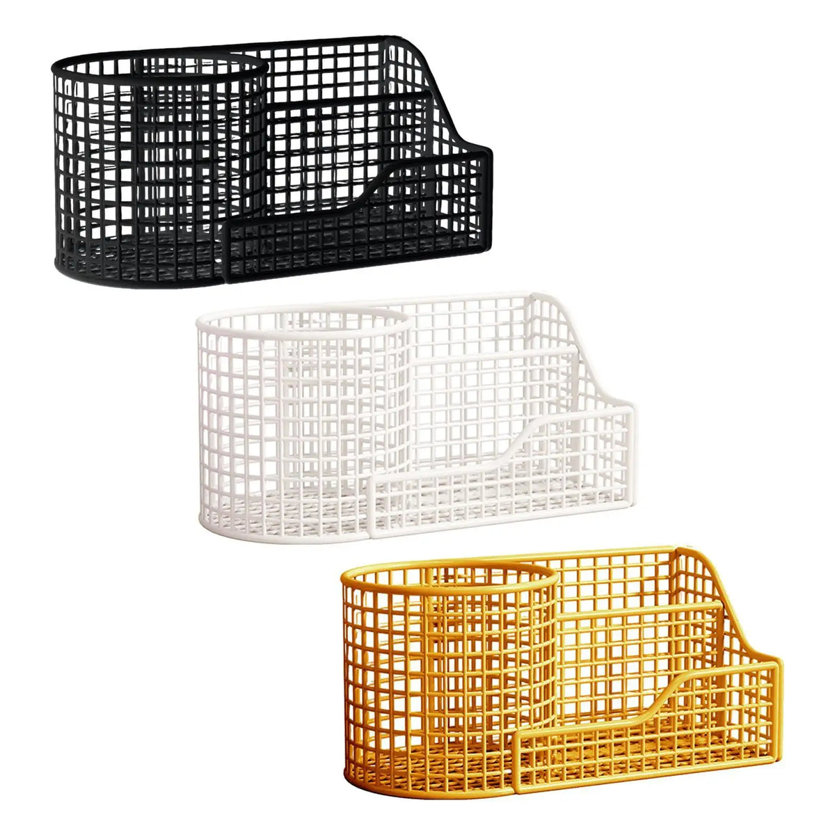 Metal Makeup Brush Holder – 3-Compartment Vanity Organizer