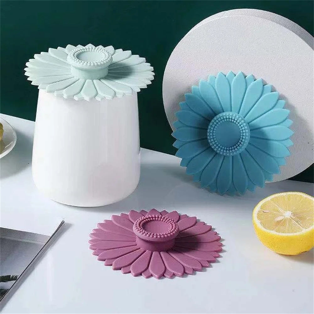 Sunflower Silicone Mug Lid – Dustproof Cup Cover, FCM Safe