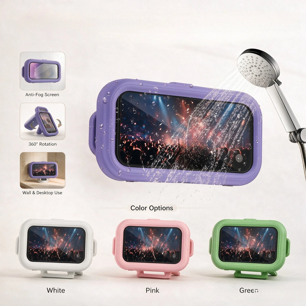 Waterproof Shower Phone Holder | Anti-Fog HD 360° Rotate