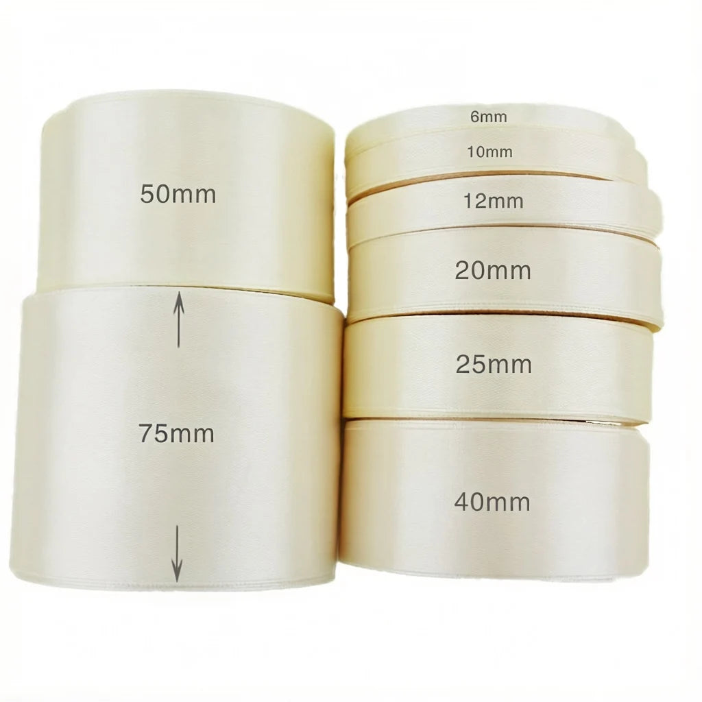 Ivory Satin Ribbon 25 Yards – Gift Wrap, Wedding & Holiday