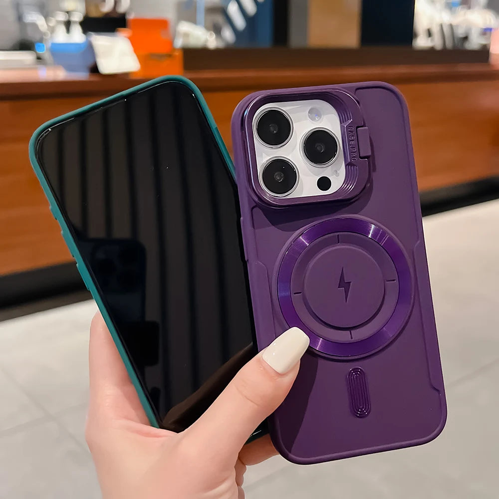 MagSafe iPhone Case Flip Lens Stand | Shockproof Bumper Cover