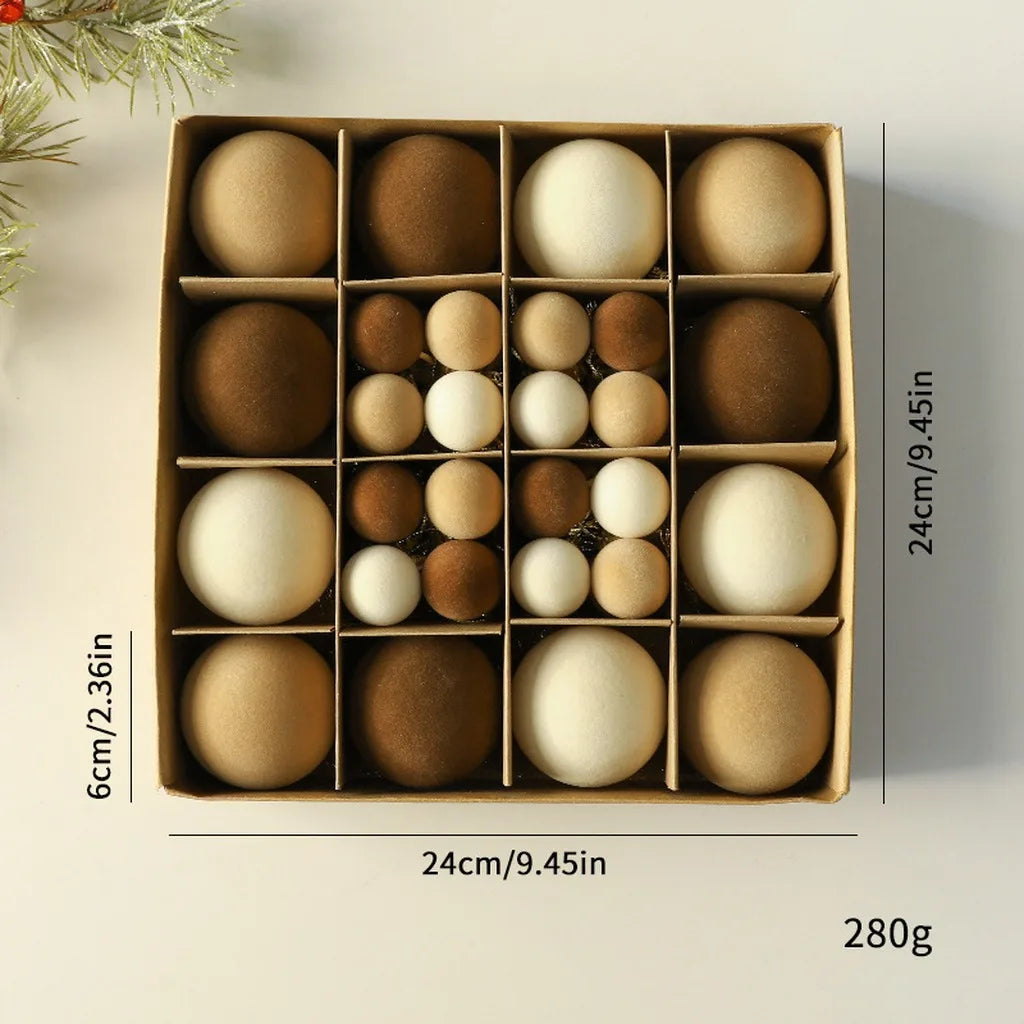 Velvet Flocked Christmas Ball Ornament Set | Tree & Mantel