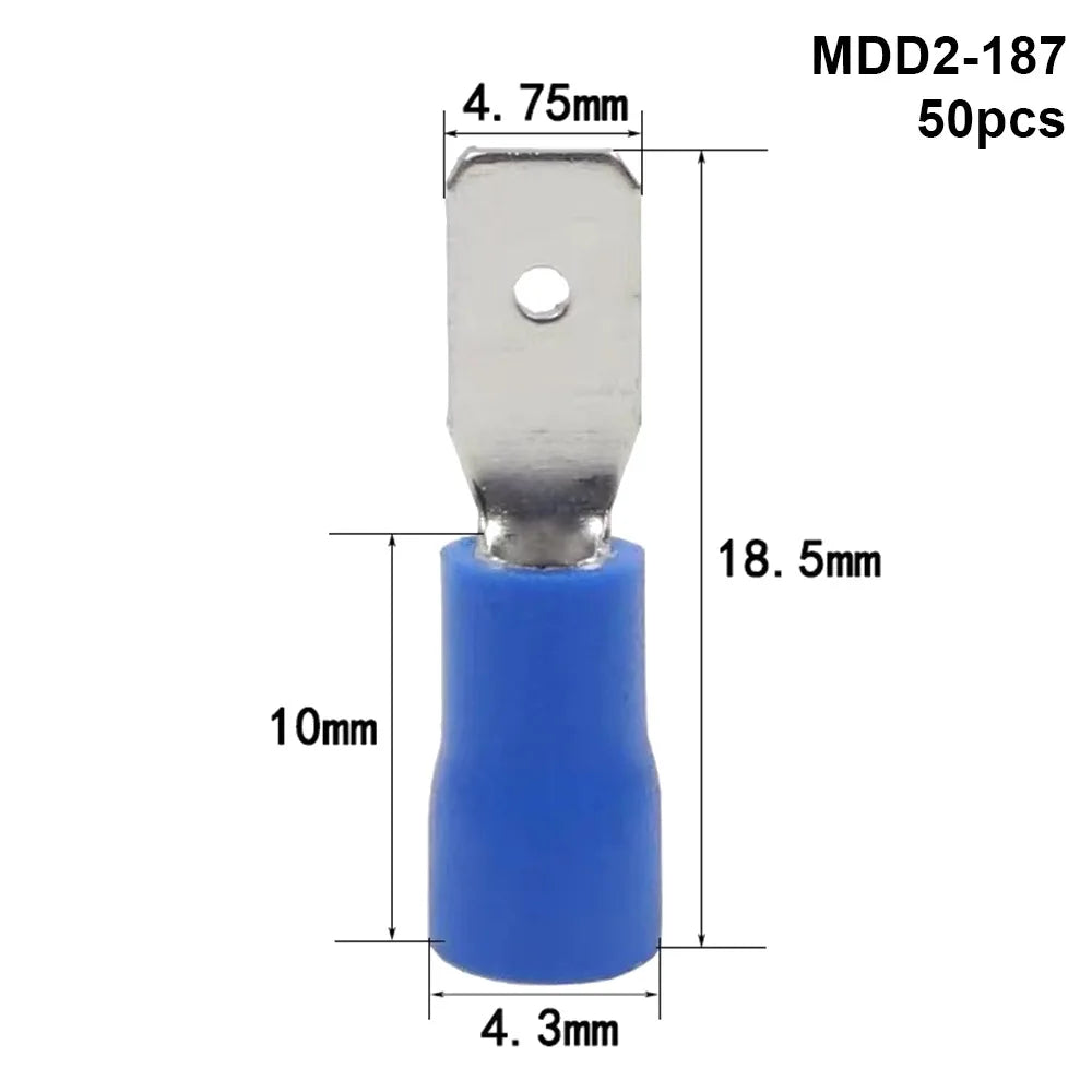 50-Pack Insulated Crimp Spade Terminal Connectors 2.8/4.8/6.3mm