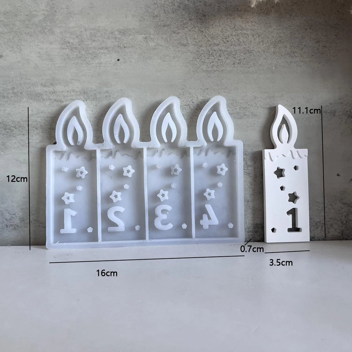 1-2-3-4 Advent Number Candle Silicone Mold – DIY Plaster & Wax
